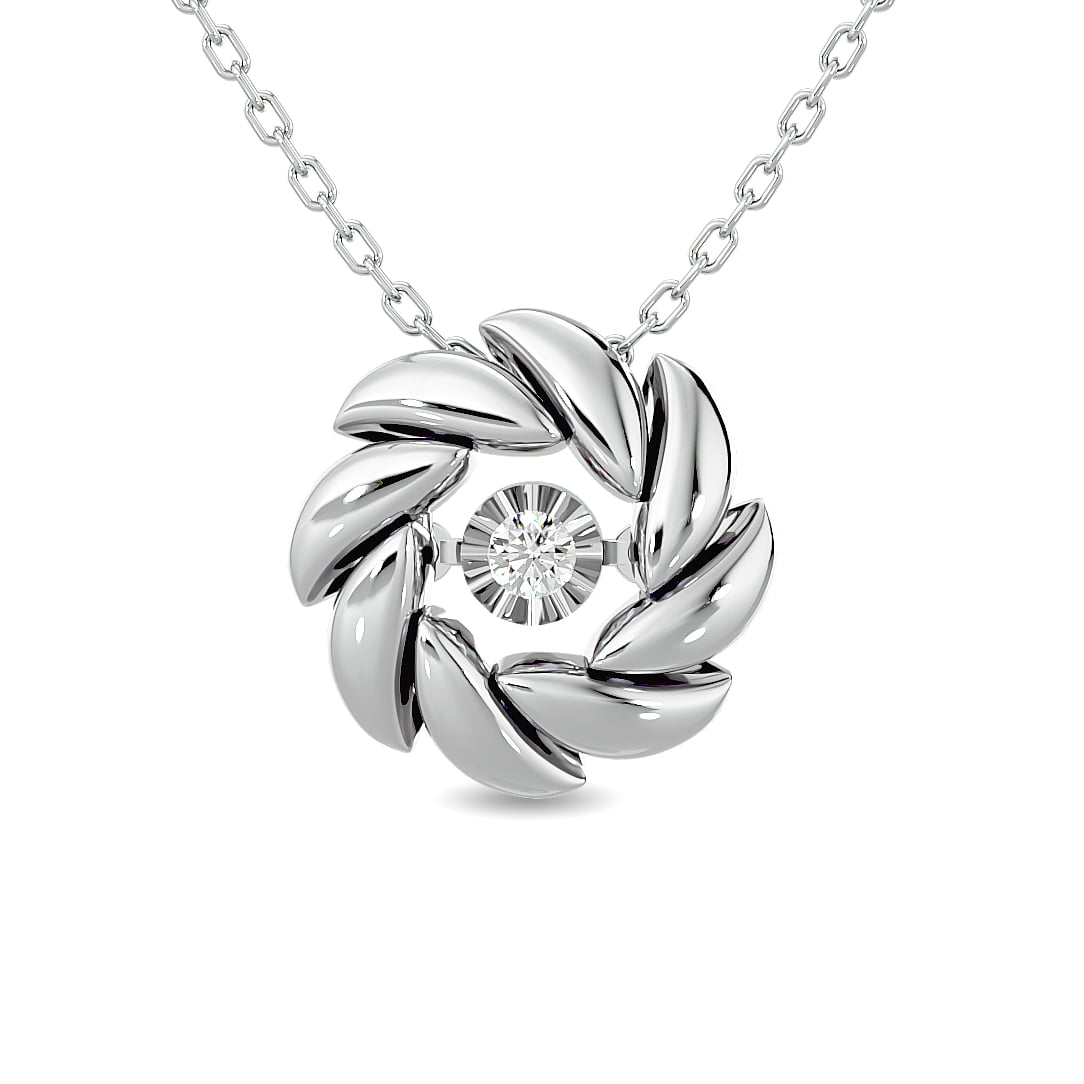 Diamond 1/20 Ct.tw Flower Pendant in Sterling Silver