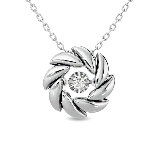Diamond 1/20 Ct.tw Flower Pendant in Sterling Silver
