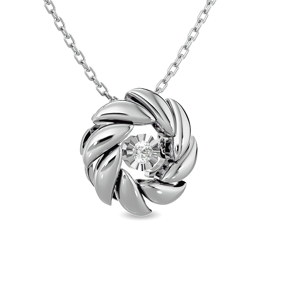 Diamond 1/20 Ct.tw Flower Pendant in Sterling Silver