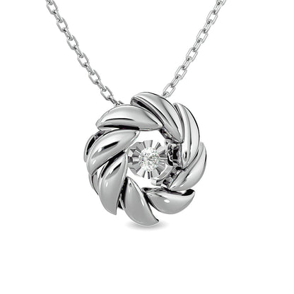 Diamond 1/20 Ct.tw Flower Pendant in Sterling Silver