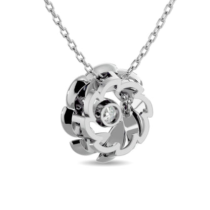Diamond 1/20 Ct.tw Flower Pendant in Sterling Silver