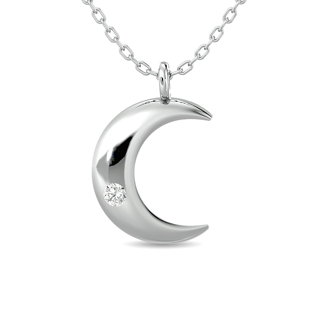 Diamond 1/20 Ct.tw Moon Pendant in Sterling Silver