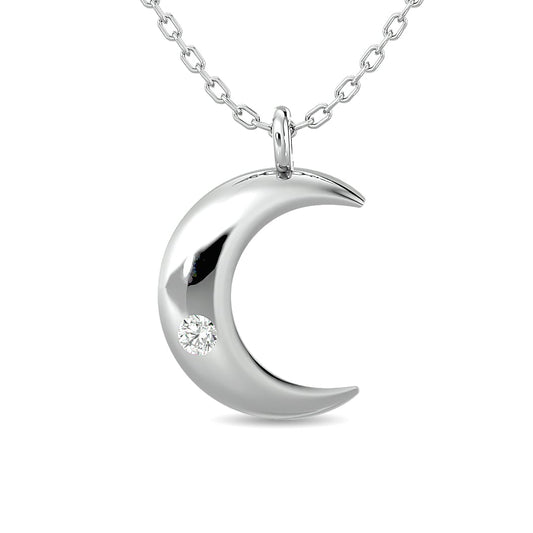 Diamond 1/20 Ct.tw Moon Pendant in Sterling Silver