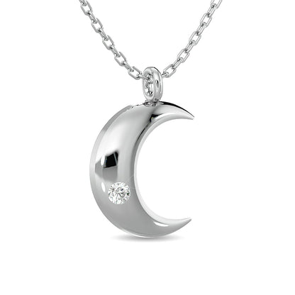Diamond 1/20 Ct.tw Moon Pendant in Sterling Silver