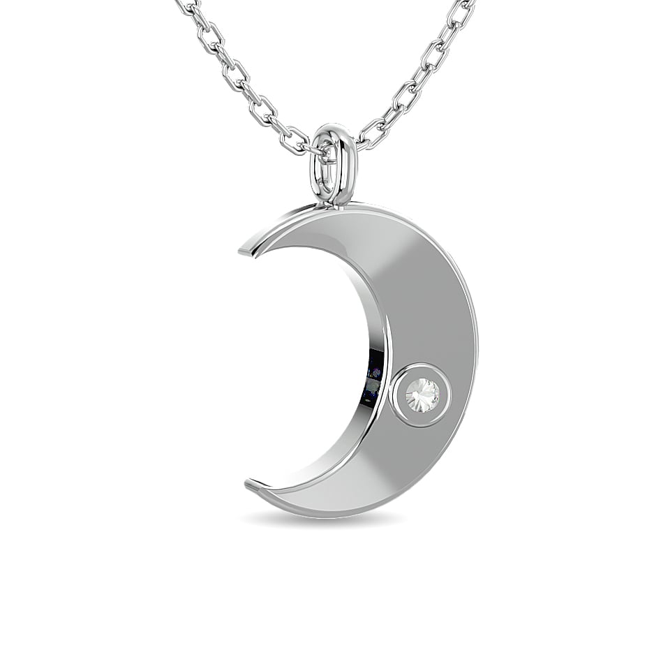 Diamond 1/20 Ct.tw Moon Pendant in Sterling Silver
