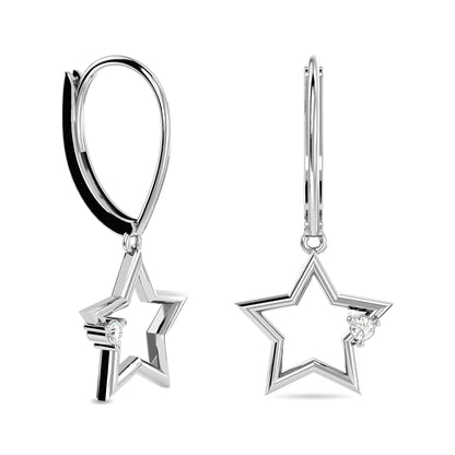 Diamond 1/20 Ct.tw Star Earrings in Sterling Silver
