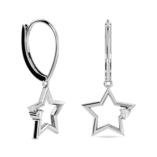Diamond 1/20 Ct.tw Star Earrings in Sterling Silver