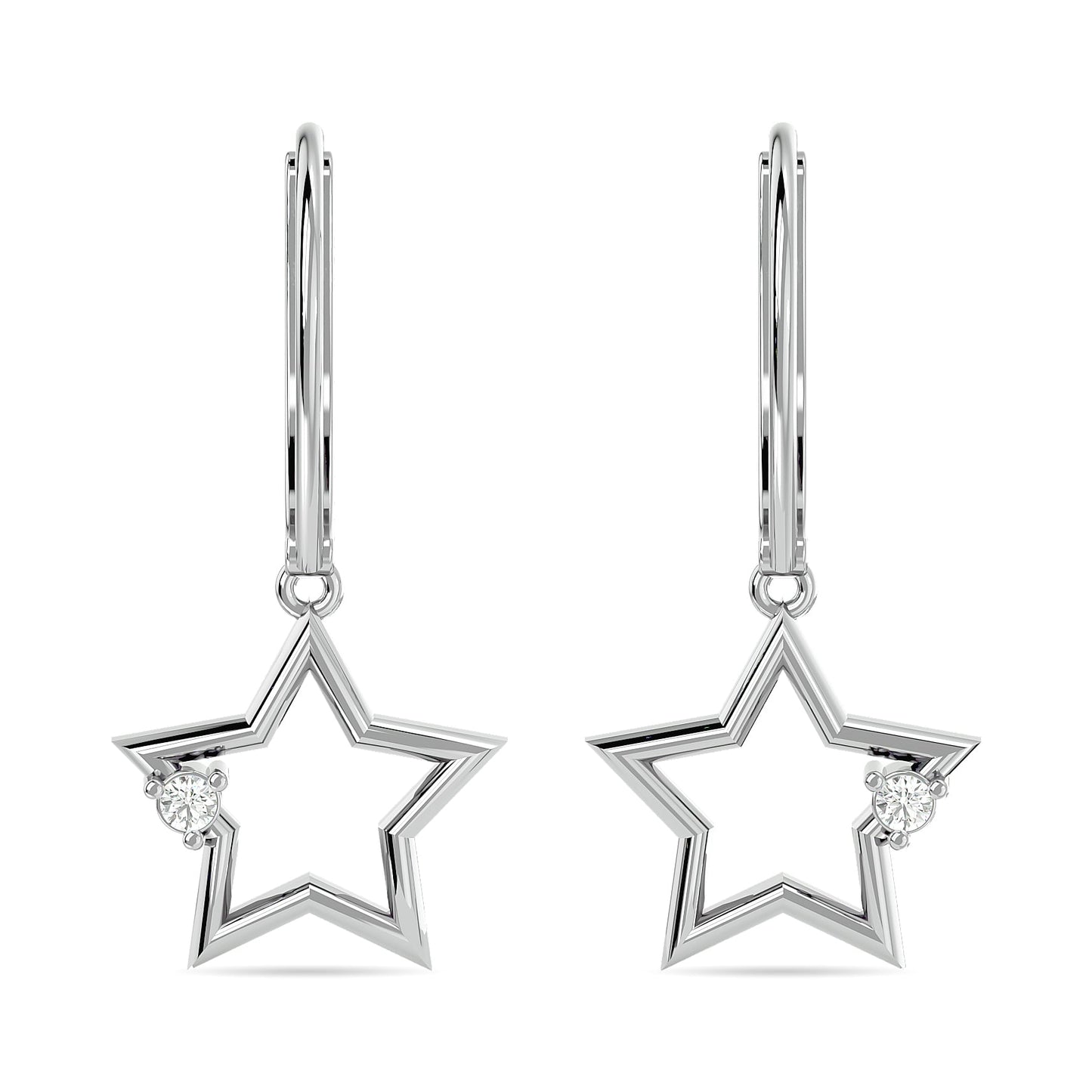 Diamond 1/20 Ct.tw Star Earrings in Sterling Silver
