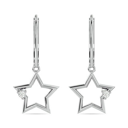 Diamond 1/20 Ct.tw Star Earrings in Sterling Silver