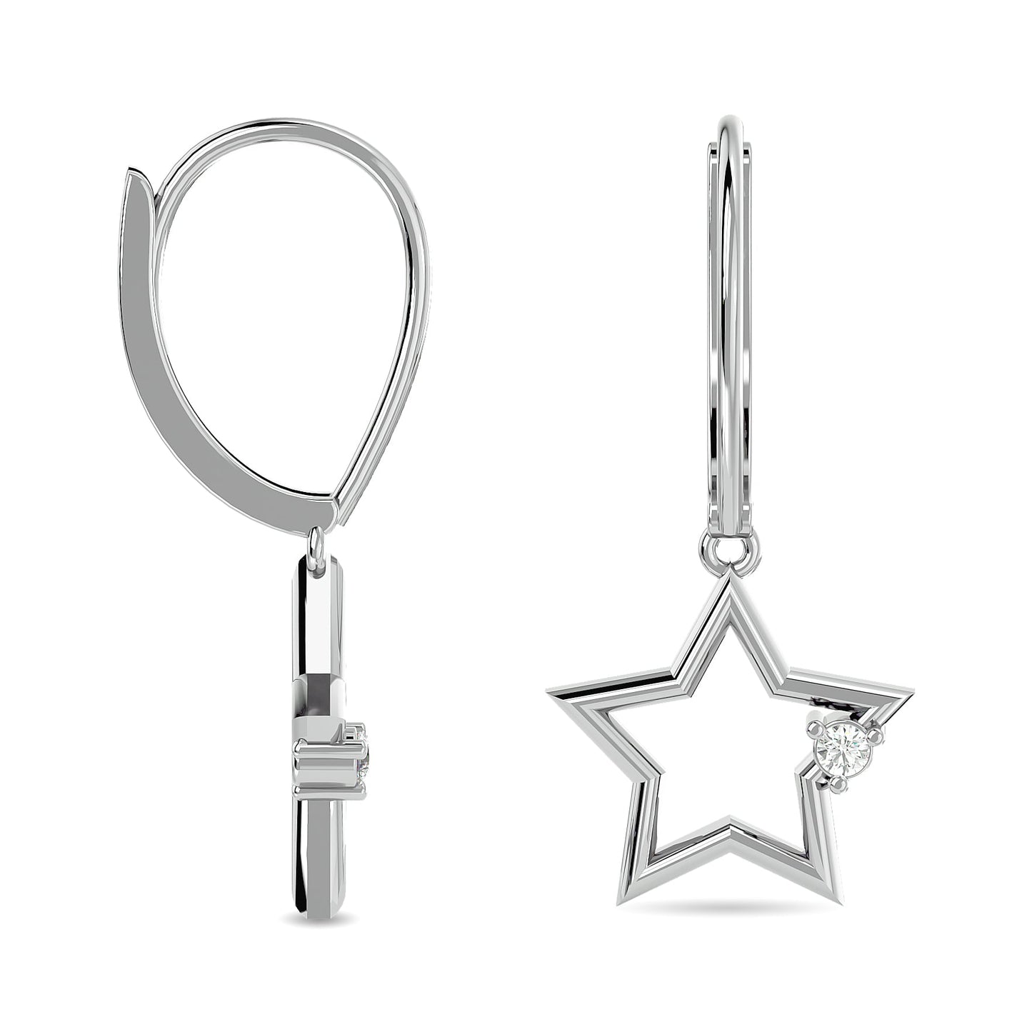 Diamond 1/20 Ct.tw Star Earrings in Sterling Silver