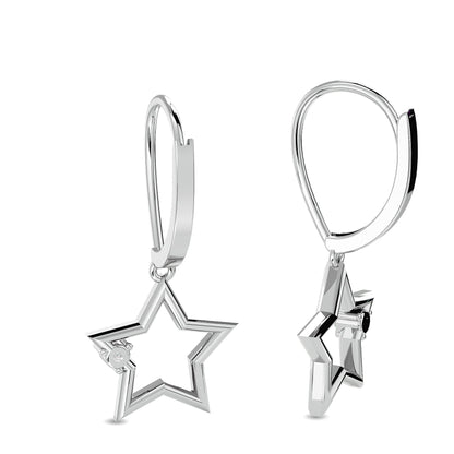 Diamond 1/20 Ct.tw Star Earrings in Sterling Silver