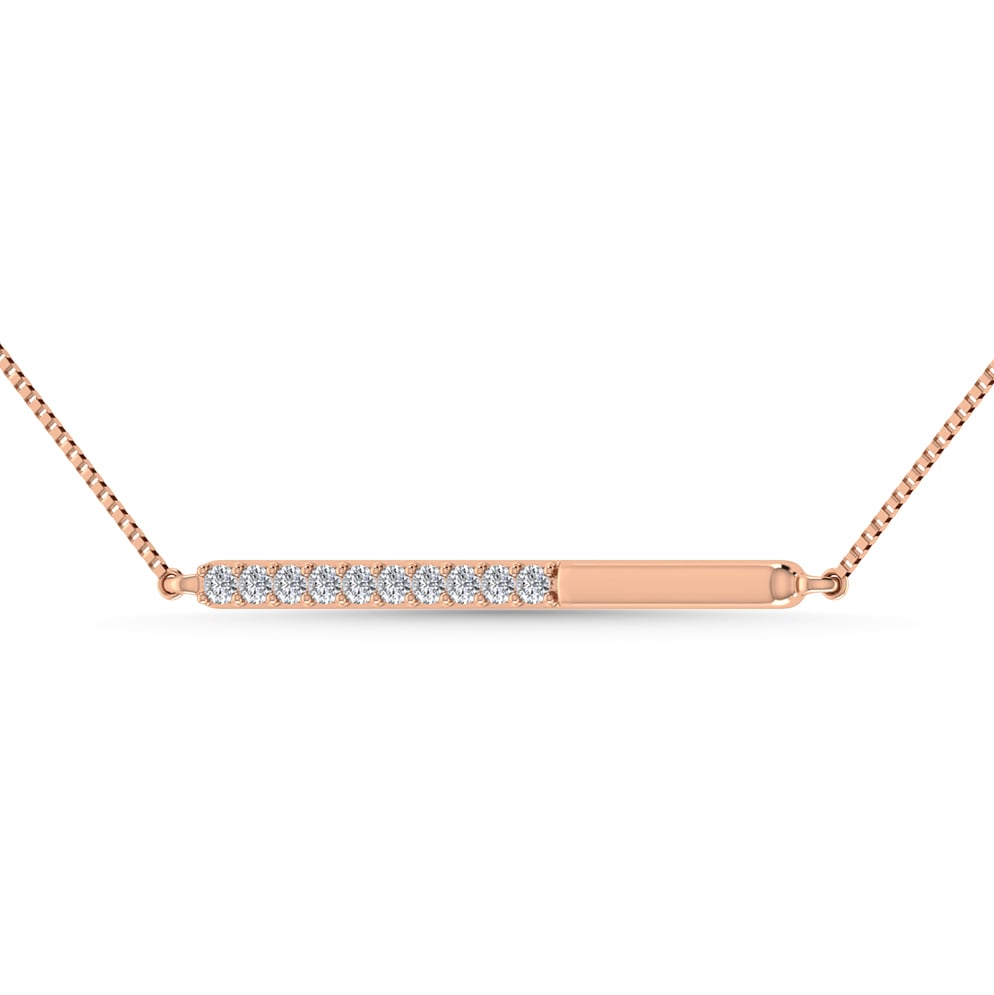 Diamond 1/10 Ct.Tw. Bar Necklace in 10K Rose Gold