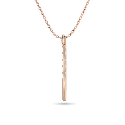 Diamond 1/10 Ct.Tw. Straight Baguette Bar Pendant in 10K Rose Gold