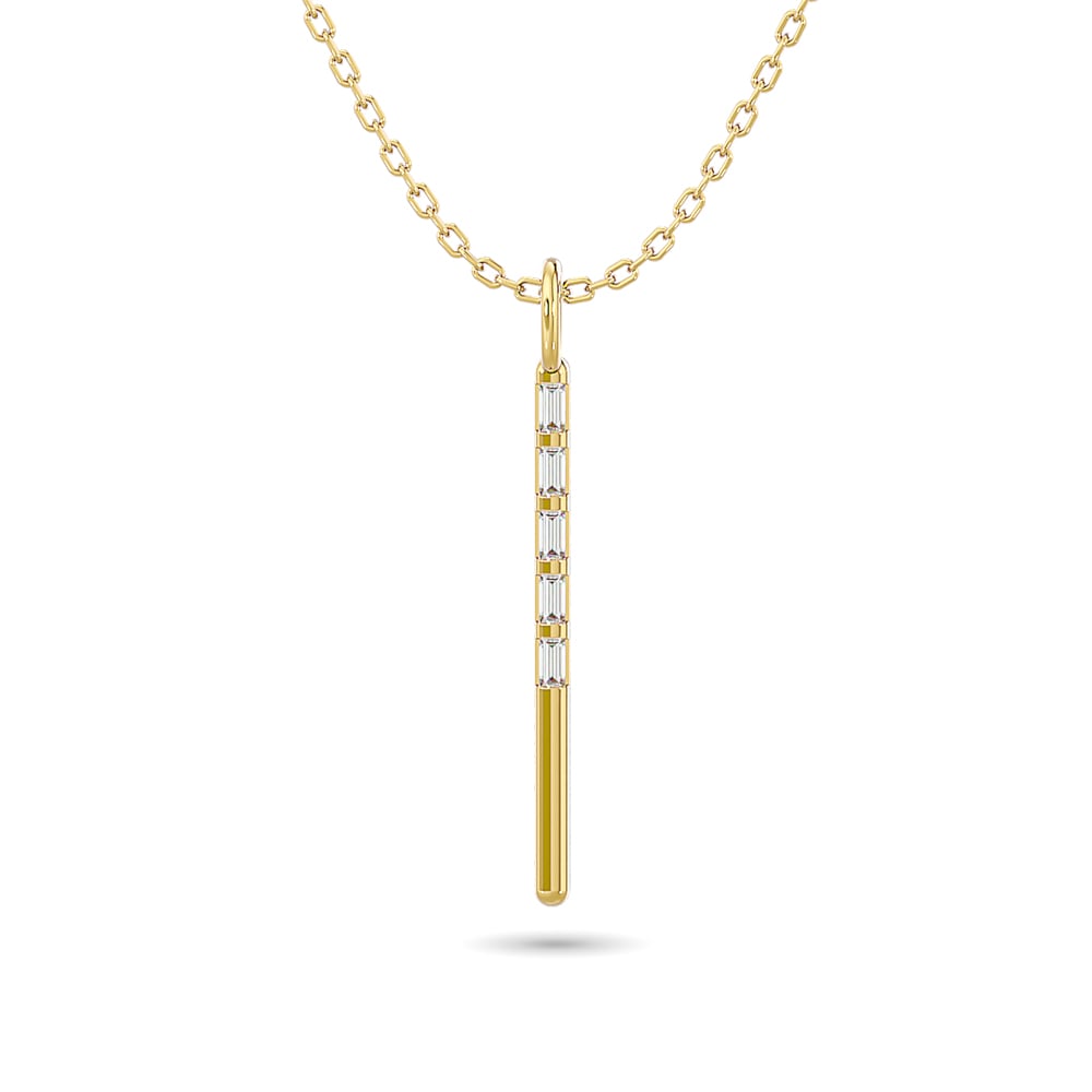 Diamond 1/10 Ct.Tw. Straight Baguette Bar Pendant in 10K Yellow Gold