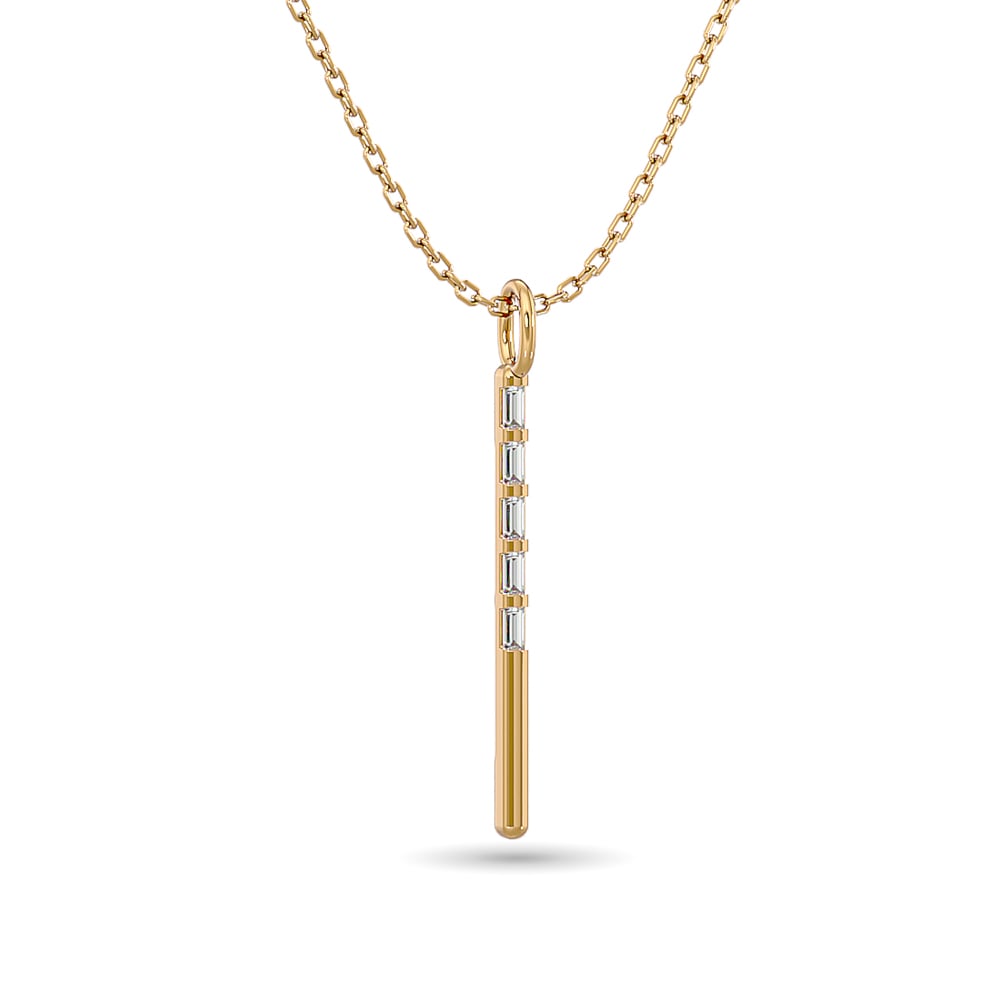 Diamond 1/10 Ct.Tw. Straight Baguette Bar Pendant in 10K Yellow Gold