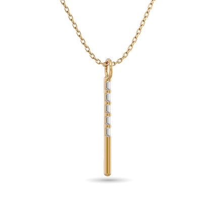 Diamond 1/10 Ct.Tw. Straight Baguette Bar Pendant in 10K Yellow Gold