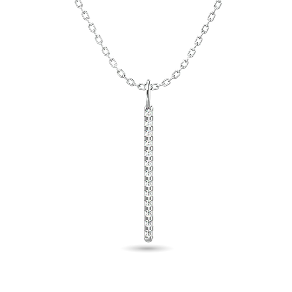 Diamond Bar Pendant 1/8 Ct.tw in 10K White Gold