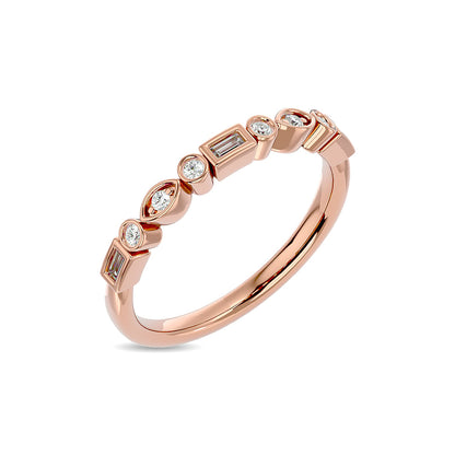 Diamond 1/5 Ct.tw Round and Straight Baguette Stackable Ring in 14K Rose Gold