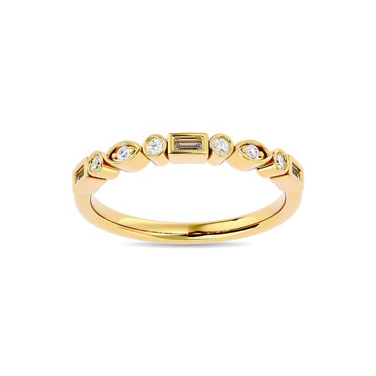 Diamond 1/5 Ct.tw Round and Straight Baguette Stackable Ring in 14K Yellow Gold