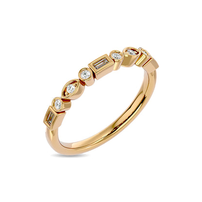 Diamond 1/5 Ct.tw Round and Straight Baguette Stackable Ring in 14K Yellow Gold