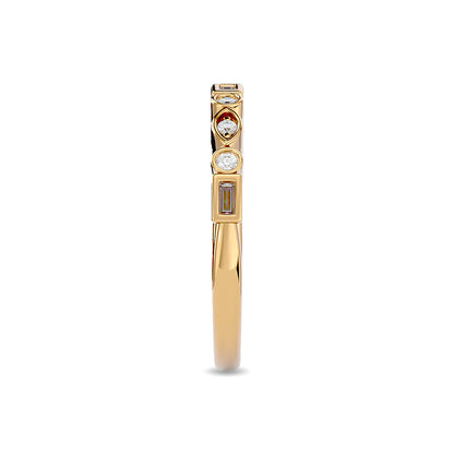 Diamond 1/5 Ct.tw Round and Straight Baguette Stackable Ring in 14K Yellow Gold