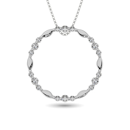 Diamond 1/4 Ct.tw Circle Pendant in 14K White Gold