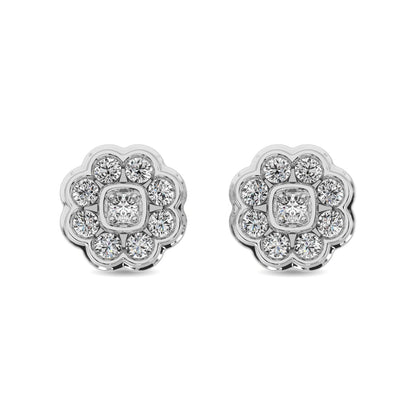 Diamond 2/5 Ct.tw Flower Earrings in 10K White Gold