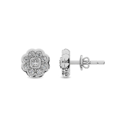 Diamond 2/5 Ct.tw Flower Earrings in 10K White Gold