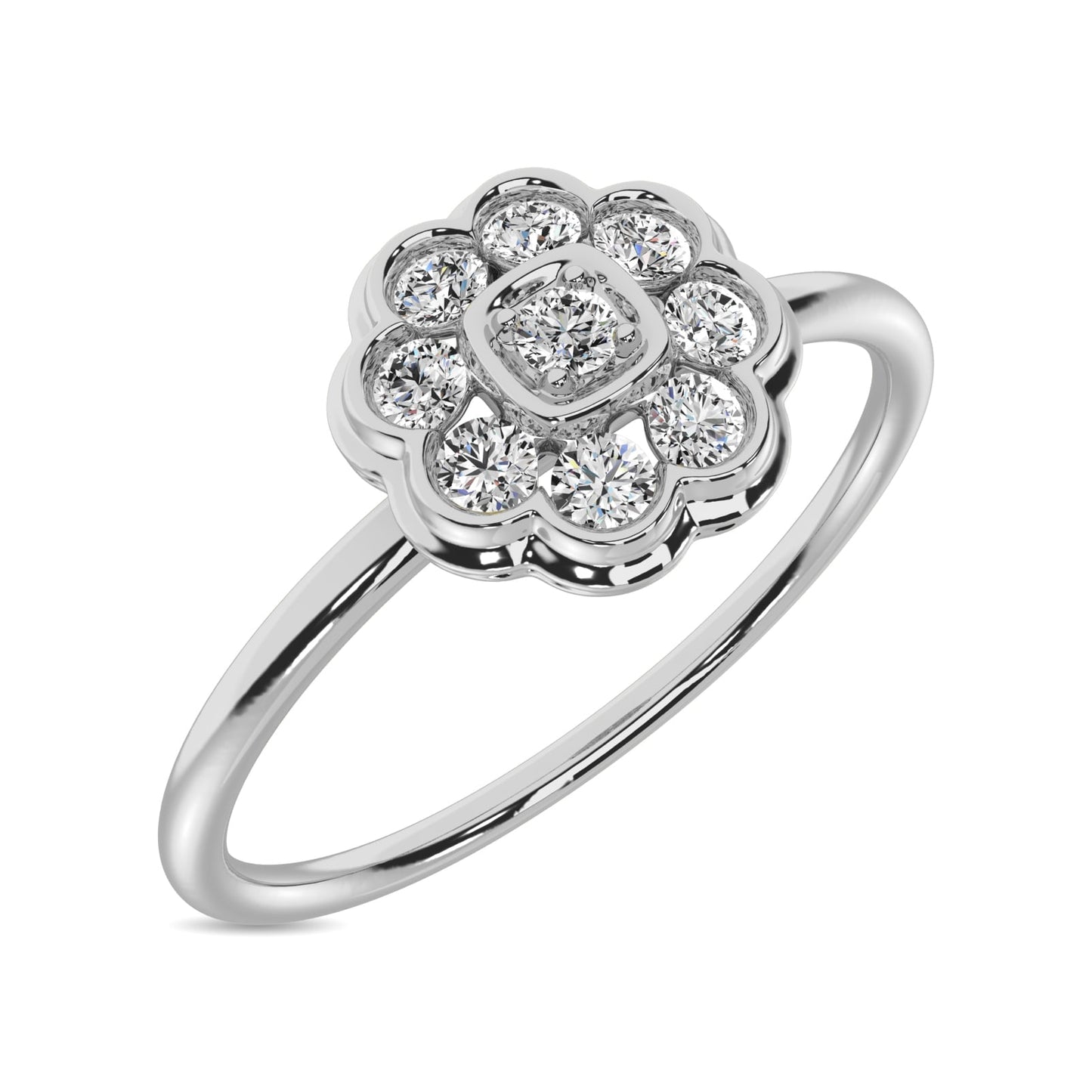 Diamond 1/4 Ct.tw Flower Ring in 10K White Gold