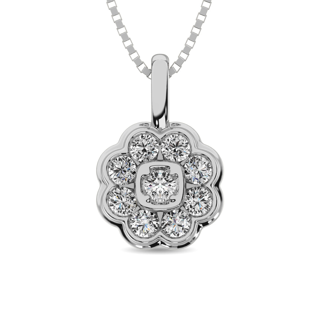Diamond 1/4 Ct.tw Flower Pendant in 10K White Gold