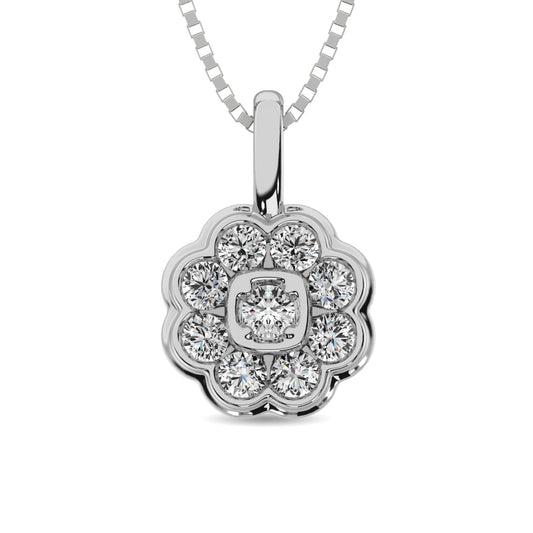 Diamond 1/4 Ct.tw Flower Pendant in 10K White Gold