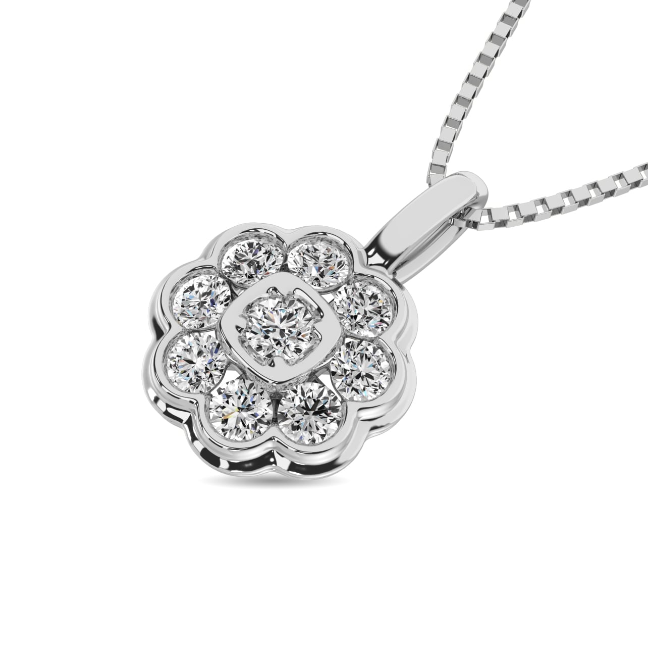 Diamond 1/4 Ct.tw Flower Pendant in 10K White Gold
