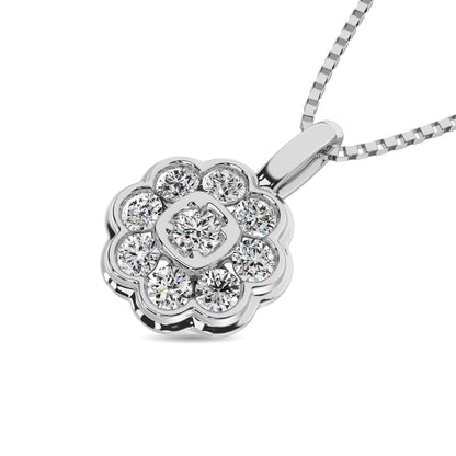 Diamond 1/4 Ct.tw Flower Pendant in 10K White Gold