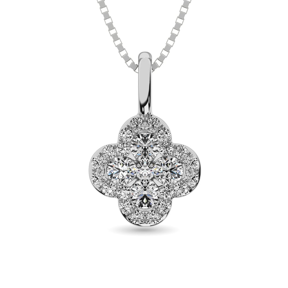 Diamond Clover Pendant 1/3 Ct.tw in 14K White Gold