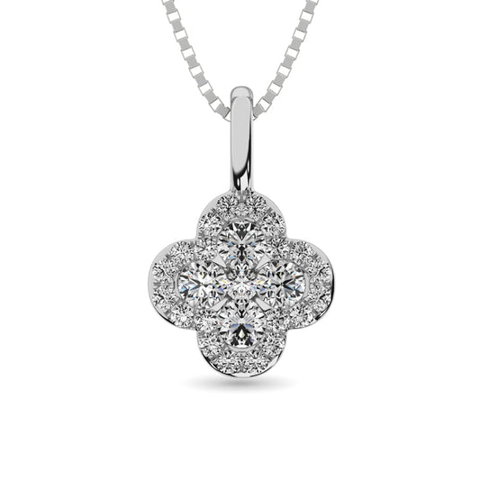 Diamond Clover Pendant 1/3 Ct.tw in 14K White Gold