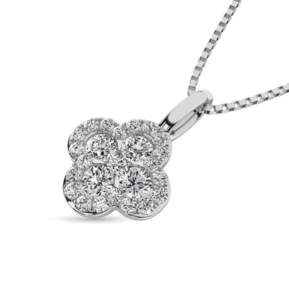 Diamond Clover Pendant 1/3 Ct.tw in 14K White Gold