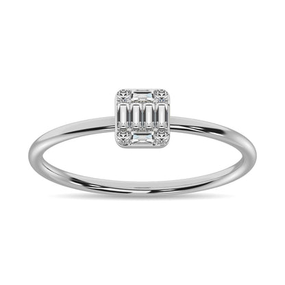Diamond 1/10 Ct.tw Round and Baguette Cut Ring in 10K White Gold