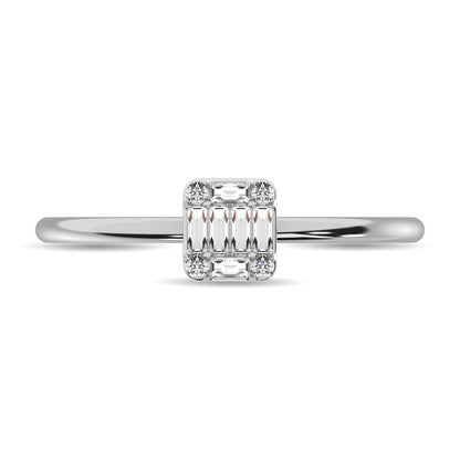 Diamond 1/10 Ct.tw Round and Baguette Cut Ring in 10K White Gold