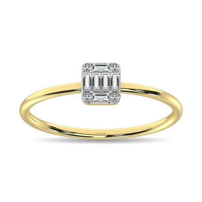 Diamond 1/10 Ct.tw Round and Baguette Cut Ring in 10K Yellow Gold