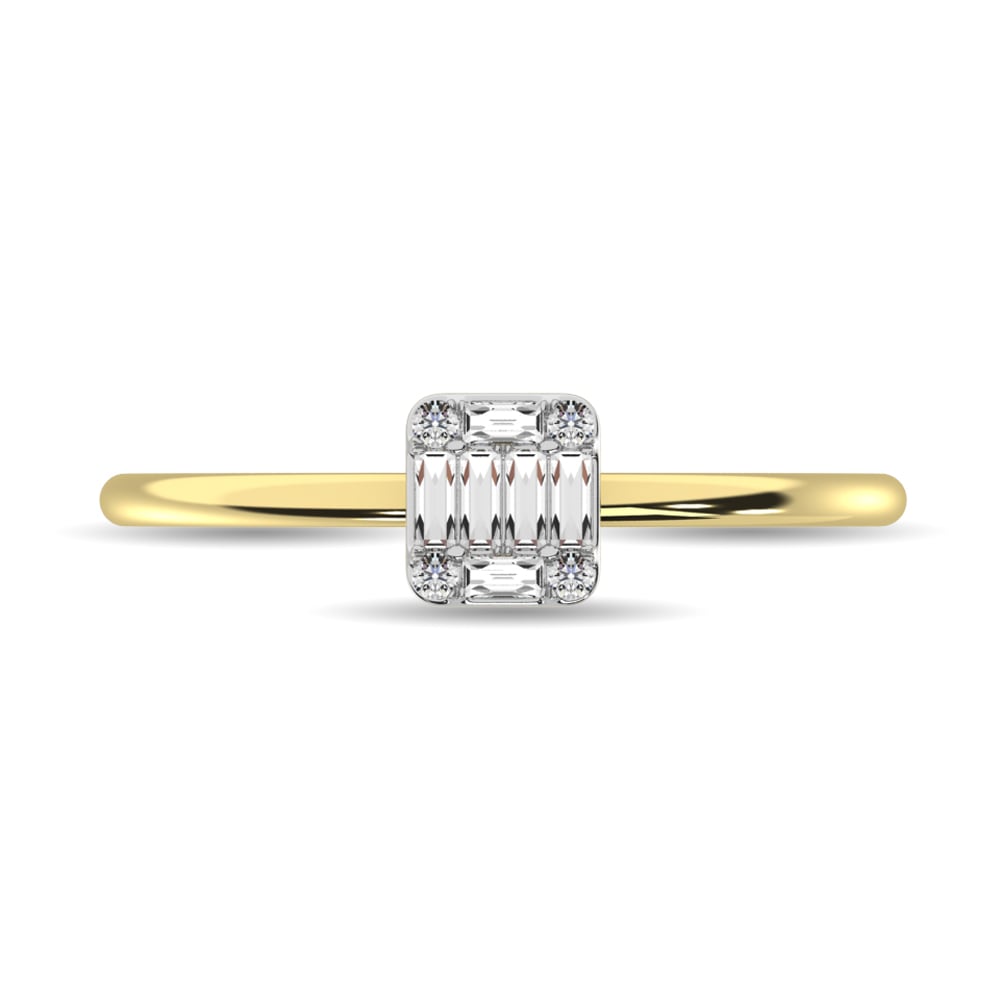 Diamond 1/10 Ct.tw Round and Baguette Cut Ring in 10K Yellow Gold