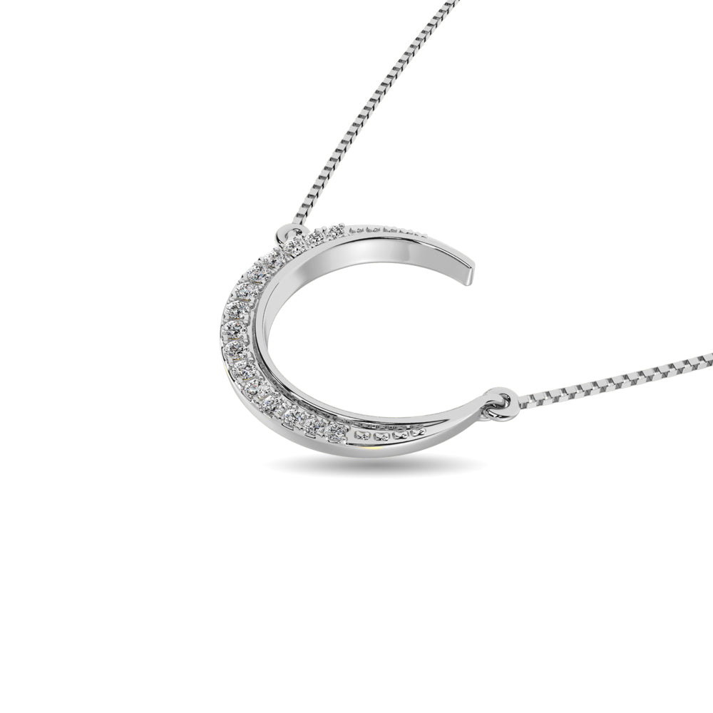 Diamond 1/10 Ct.tw Round Cut Moon Necklace in 14K White Gold