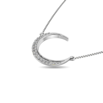 Diamond 1/10 Ct.tw Round Cut Moon Necklace in 14K White Gold