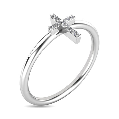 Diamond 1/20 Ct.tw Cross Ring in 10K White Gold
