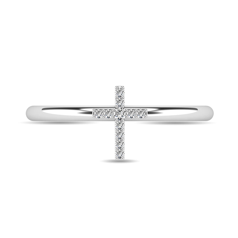 Diamond 1/20 Ct.tw Cross Ring in 10K White Gold