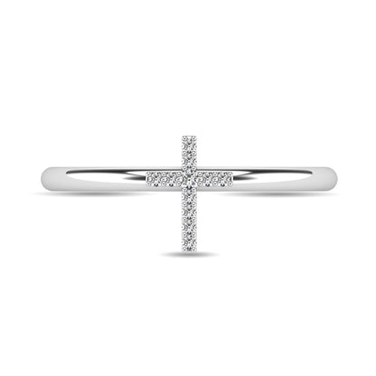 Diamond 1/20 Ct.tw Cross Ring in 10K White Gold