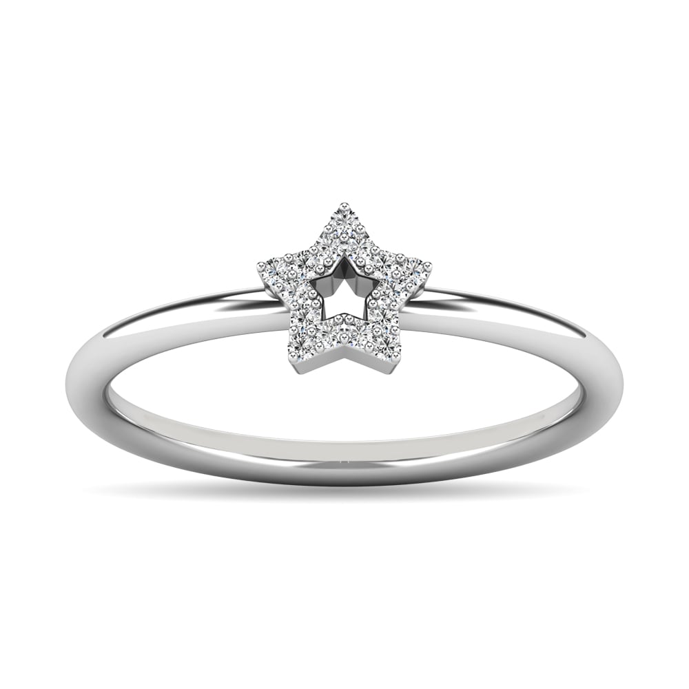 Diamond 1/20 Ct.tw Star Ring in 10K White Gold