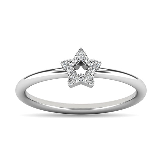 Diamond 1/20 Ct.tw Star Ring in 10K White Gold
