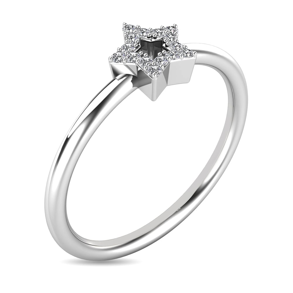 Diamond 1/20 Ct.tw Star Ring in 10K White Gold