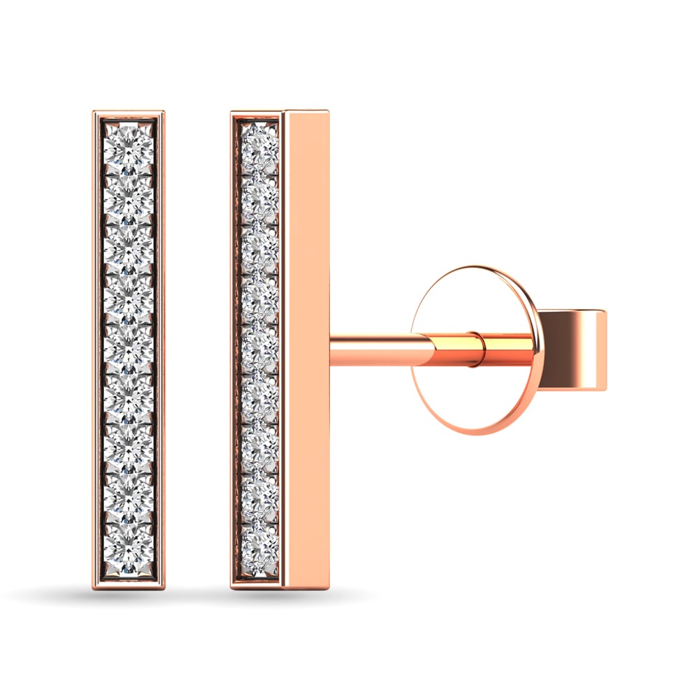 Diamond 1/20 Ct.tw Bar Earrings in 10K Rose Gold