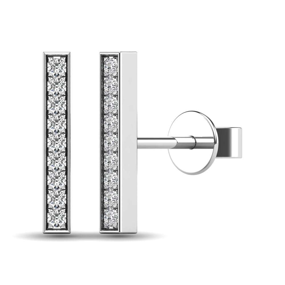 Diamond 1/20 Ct.tw Bar Earrings in 10K White Gold